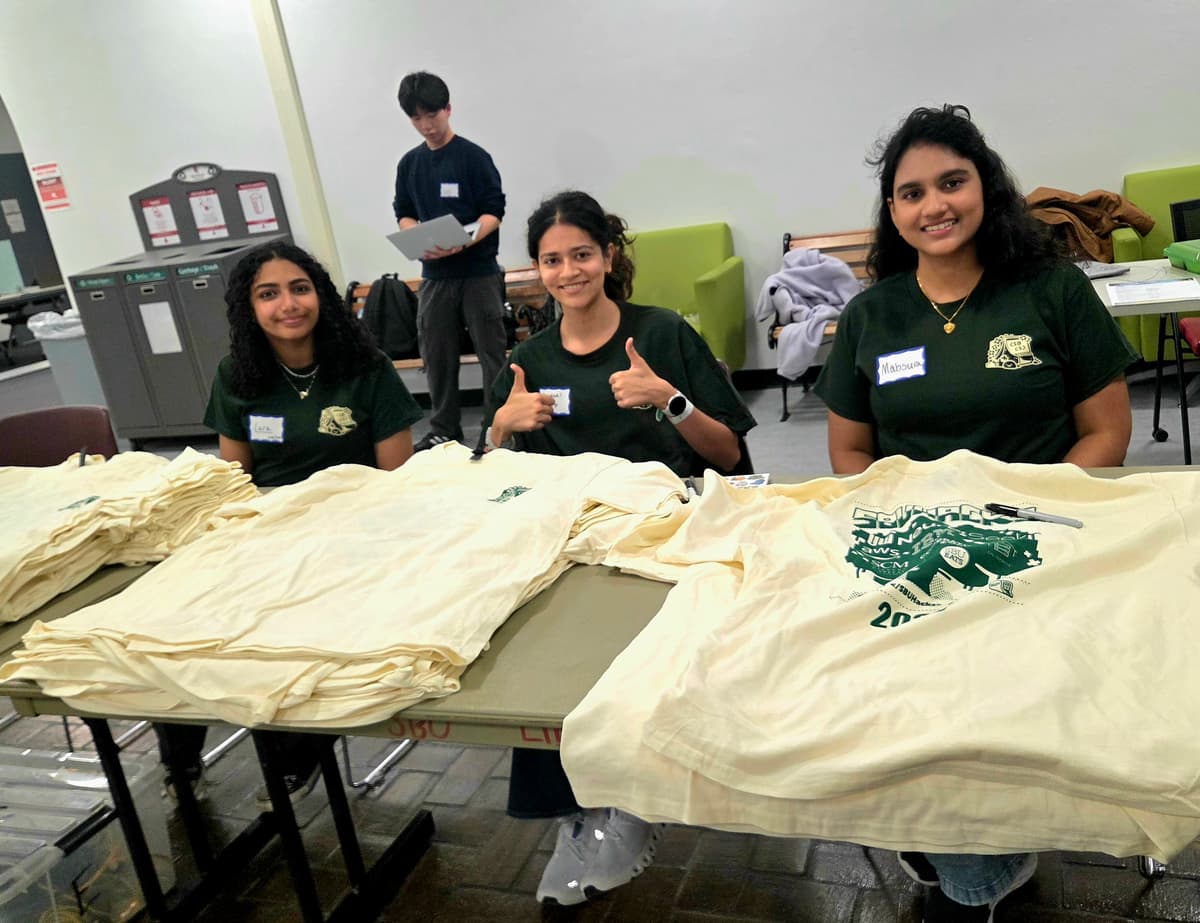 SBUHacks hoodie stack